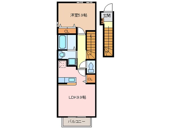 伊勢中川駅 徒歩10分 2階の物件間取画像